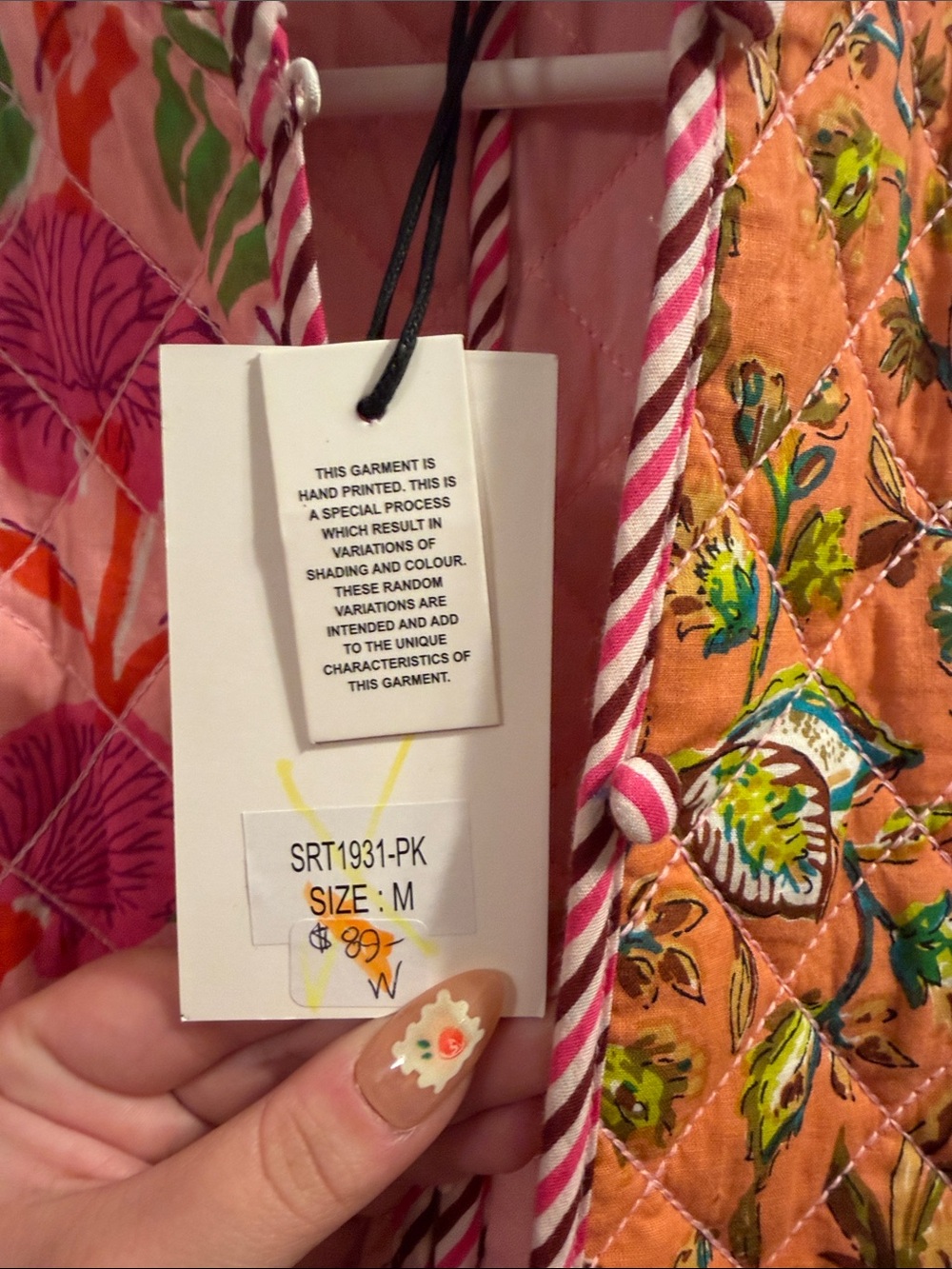 NWTS THML Pink & Orange Quilted Floral Jacket - Picture 4 of 8